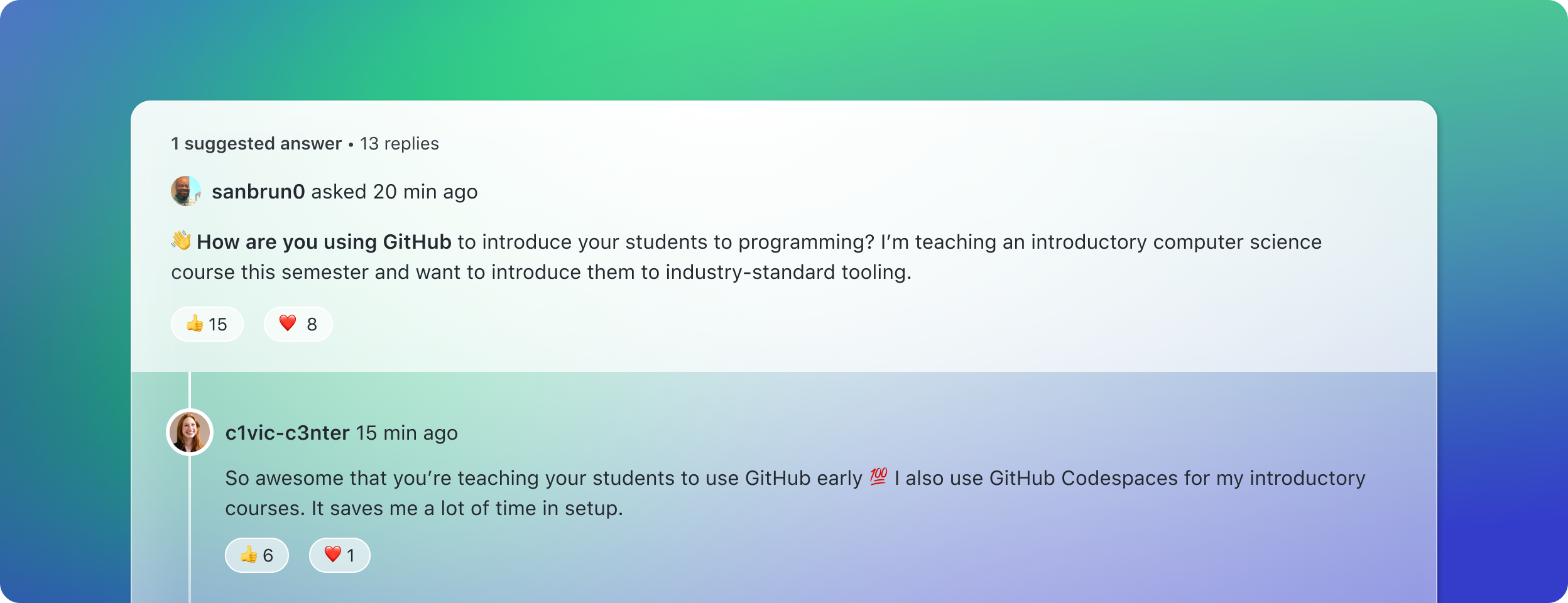 A question and answer about How are you using GitHub to introduce your students to programming