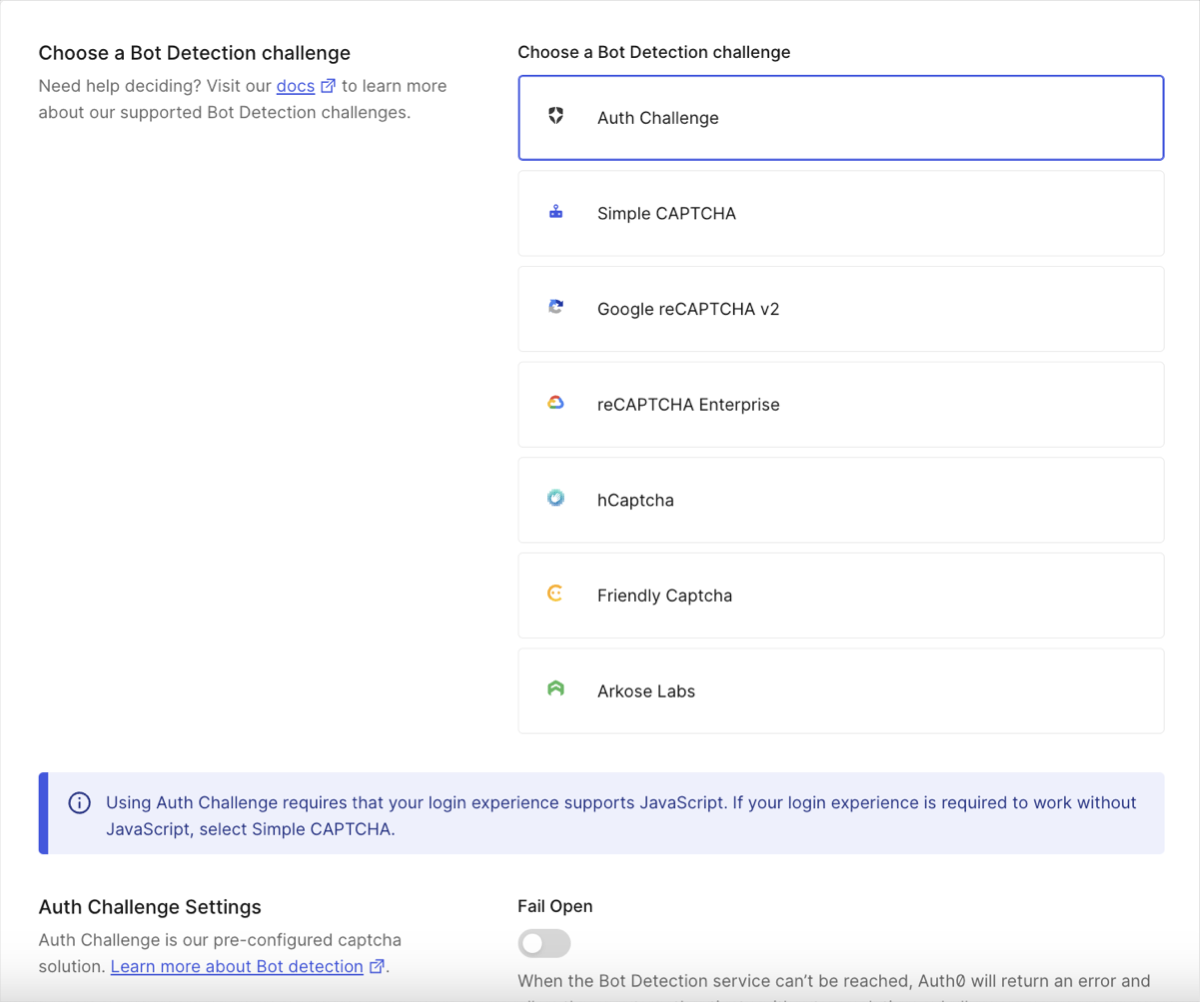 Dashboard - Attack Protection - Bot Detection