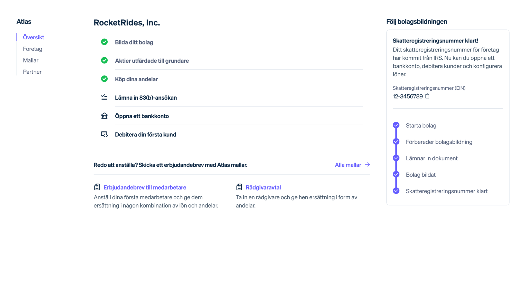 Example screenshot of the Atlas onboarding flow