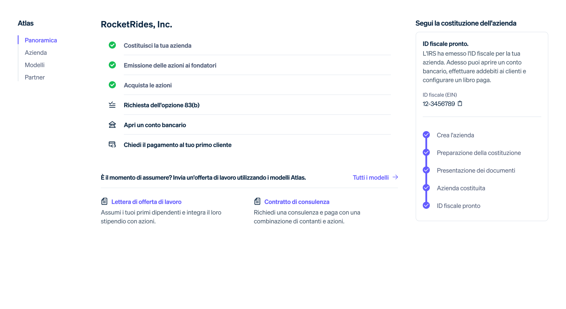 Example screenshot of the Atlas onboarding flow