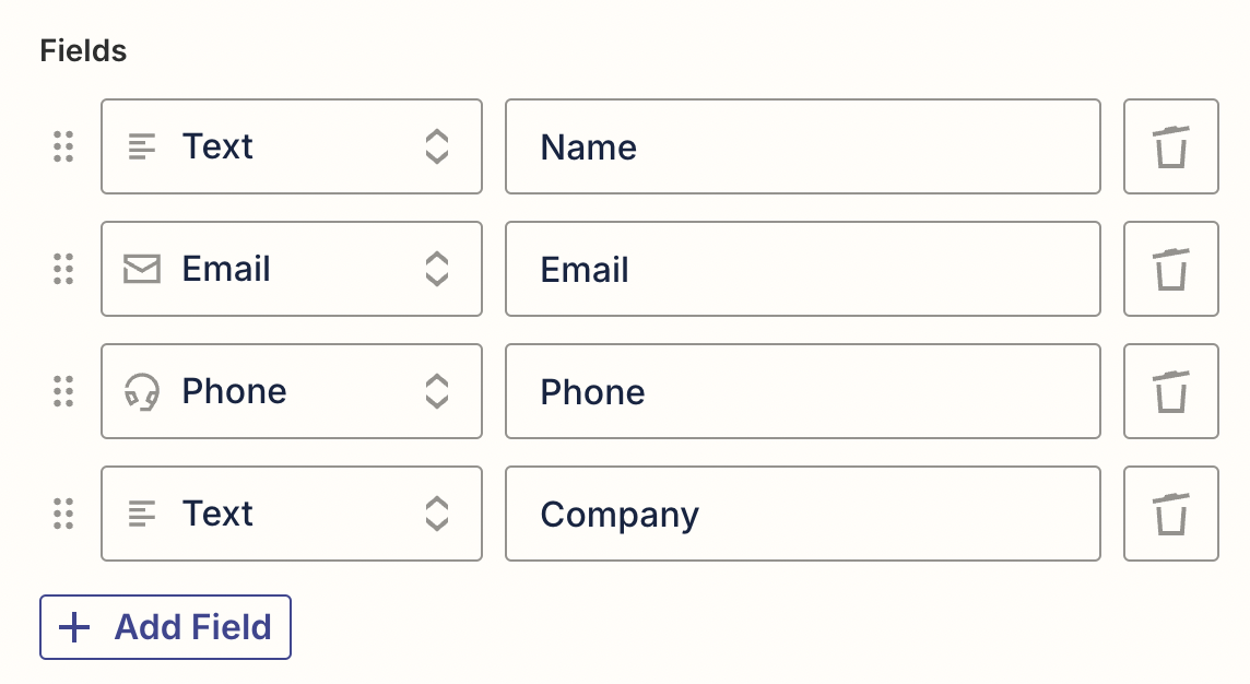 Screenshot of contact detail fields