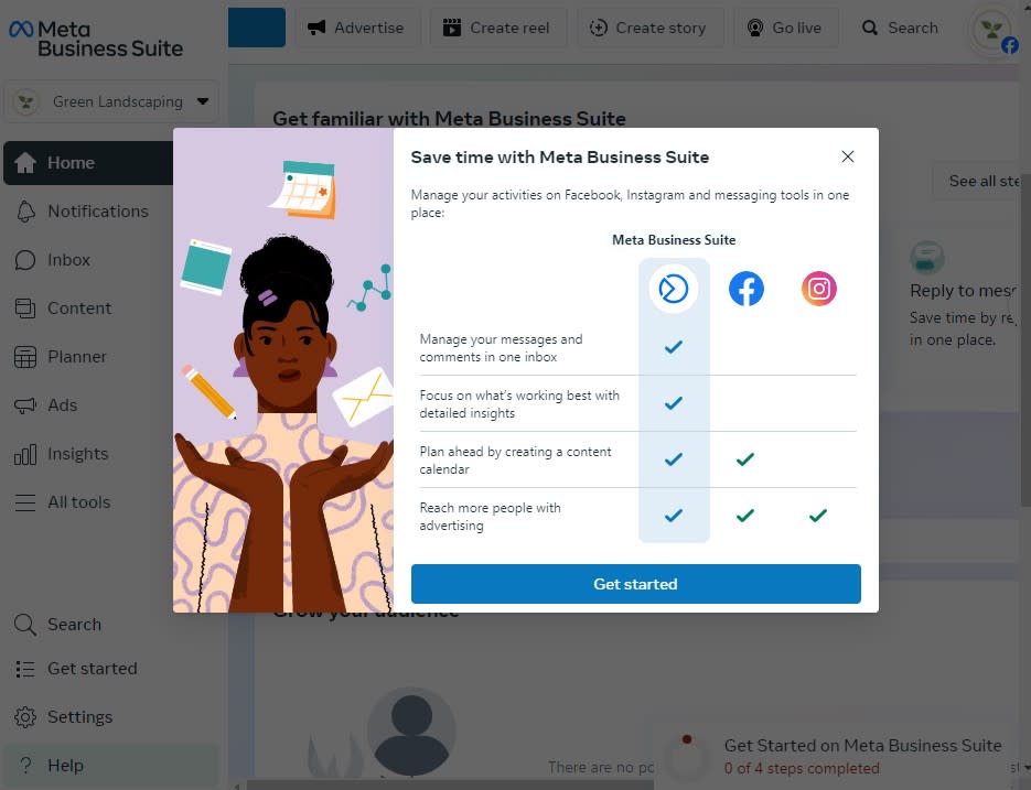 Meta Business Suite welcome screen