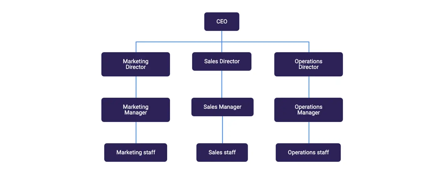 Screenshot of a divisional org chart template