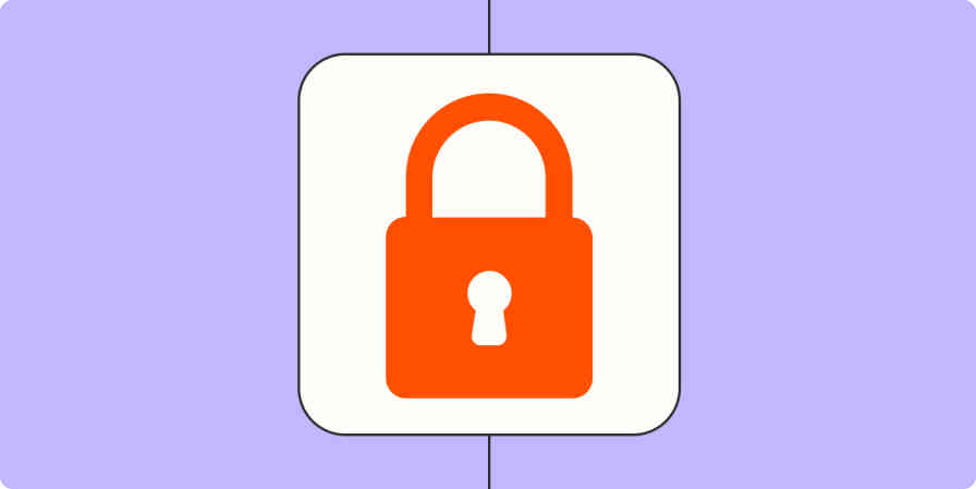 An icon of a lock in a white square on a light orange background.