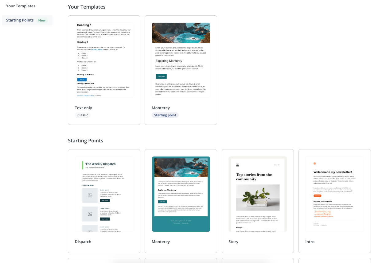 Screenshot of ConvertKit's landing page templates