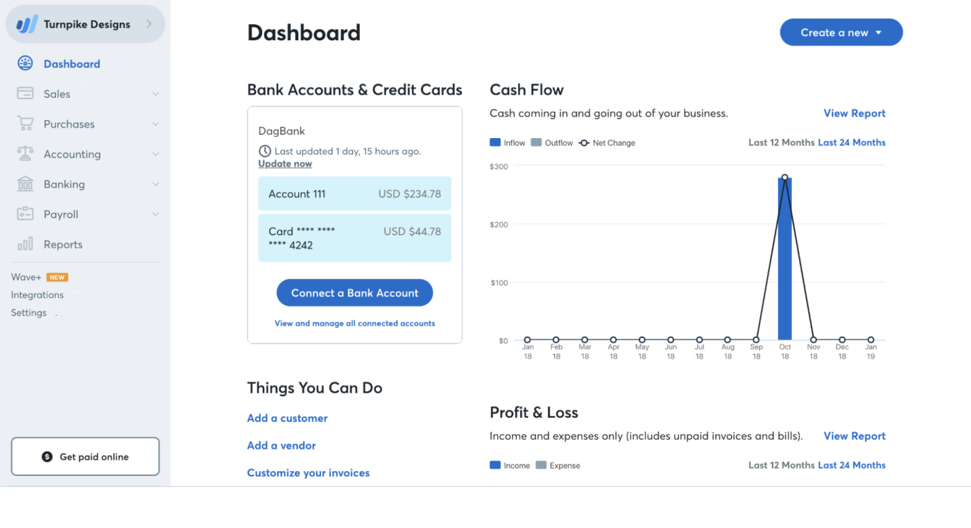 Wave, our pick for the best free self-employed accounting software