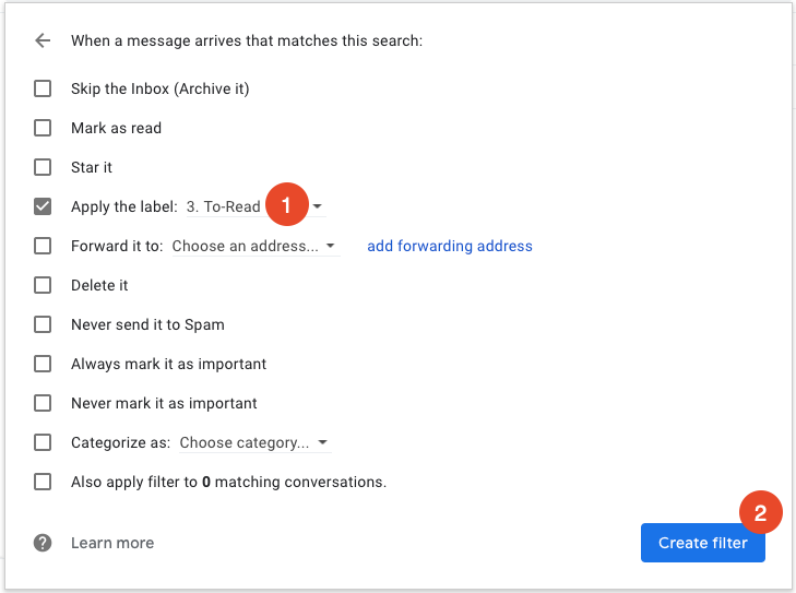 create a filter in Gmail