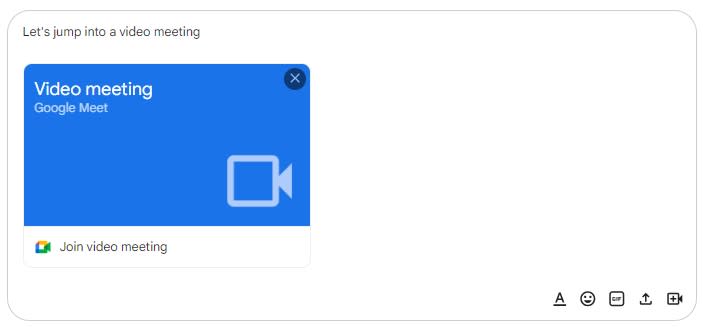 Starting a video meeting in Google Chat