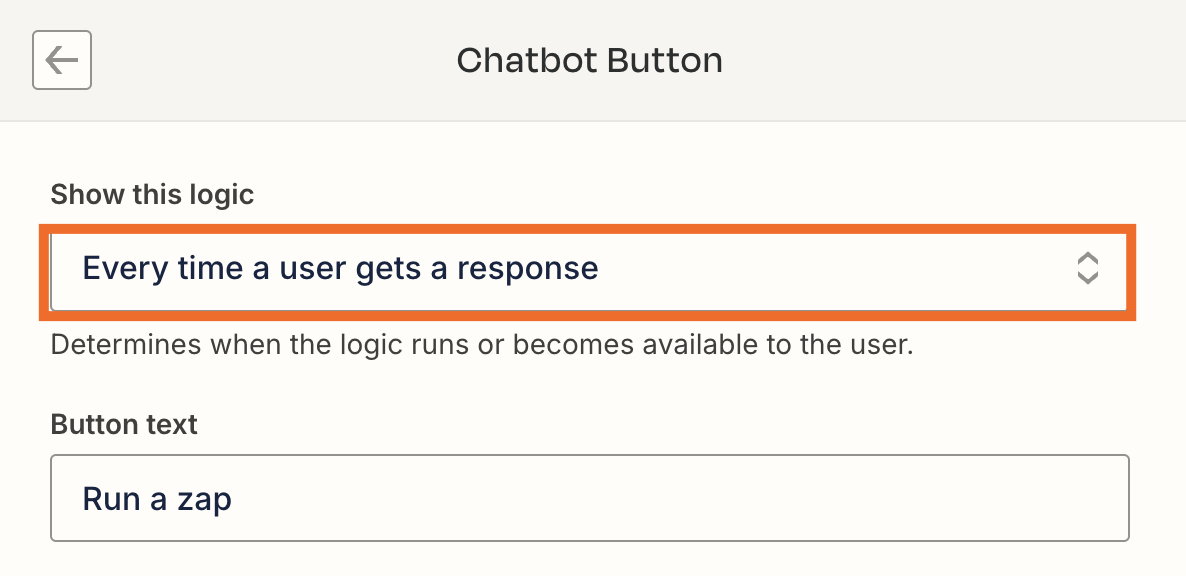 Screenshot of chatbot button timing