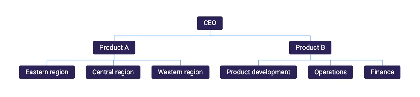 Screenshot of a hybrid org chart template