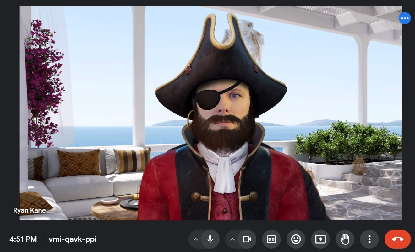 A pirate filter in Google Meet