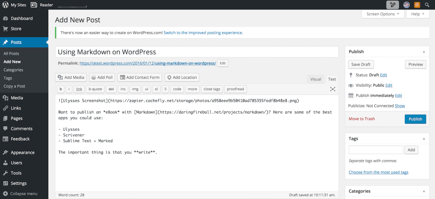 Markdown in WordPress