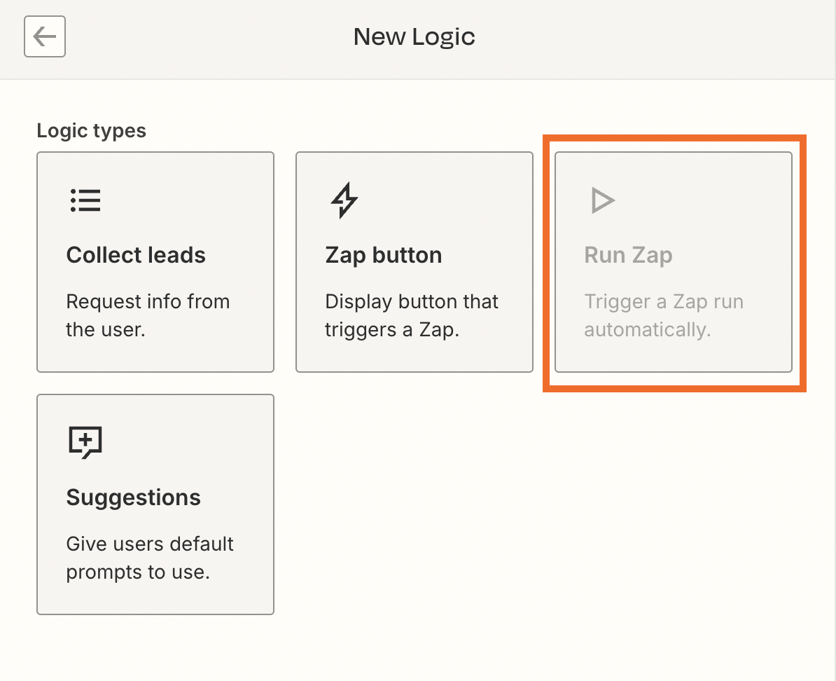 Screenshot of run zap link button