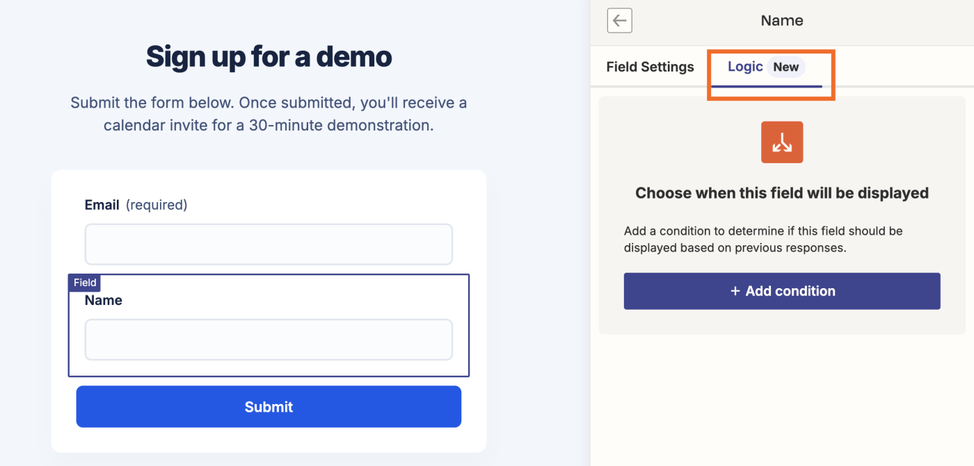 Screenshot of logic in fields