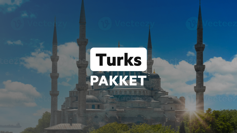 Turks Pakket logo met op de achtergrond een bekende moskee