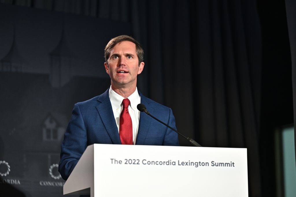Andy Beshear, Governor of Kentucky, Commonwealth of Kentucky, speaks onstage during the 2022 Concordia Lexington Summit - Day 2 at Lexington Marriott City Center on April 08, 2022 in Lexington, Kentucky