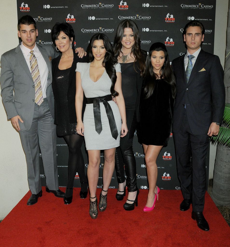 Rob Kardashian, Kris Jenner, Kim Kardashian, Khloe Kardashian, Kourtney Kardashian arrive at the "Kardashian Charity Knock Out" at the Commerce Casino on November 3, 2009 in Commerce, California