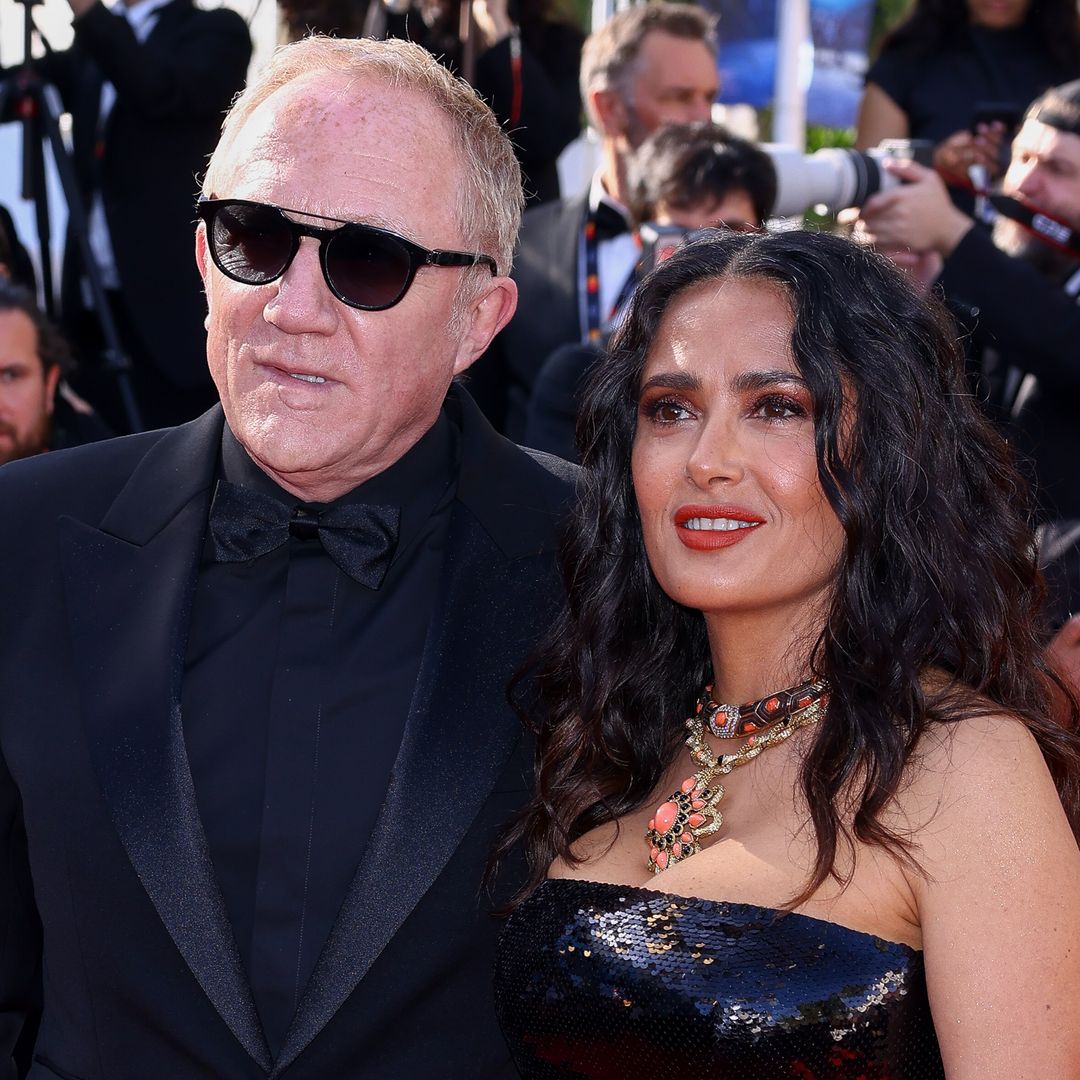 Salma Hayek is a total Bond girl in silhouette-skimming dress for glitzy date with billionaire husband