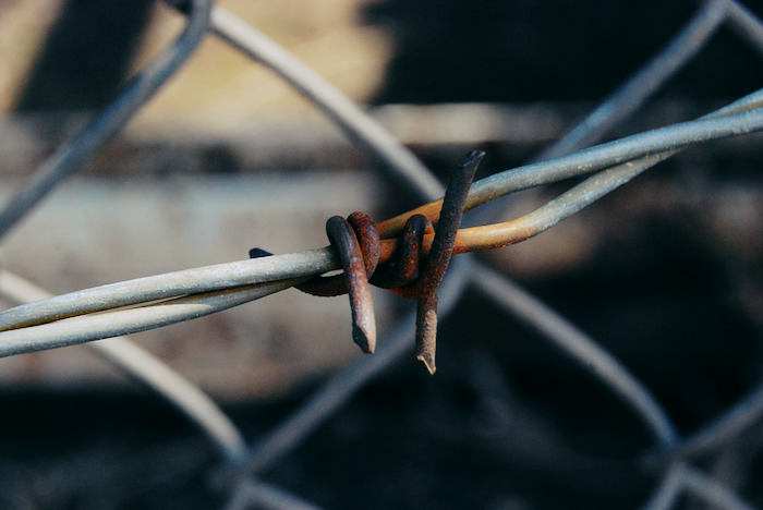 Rusty barbed wire.