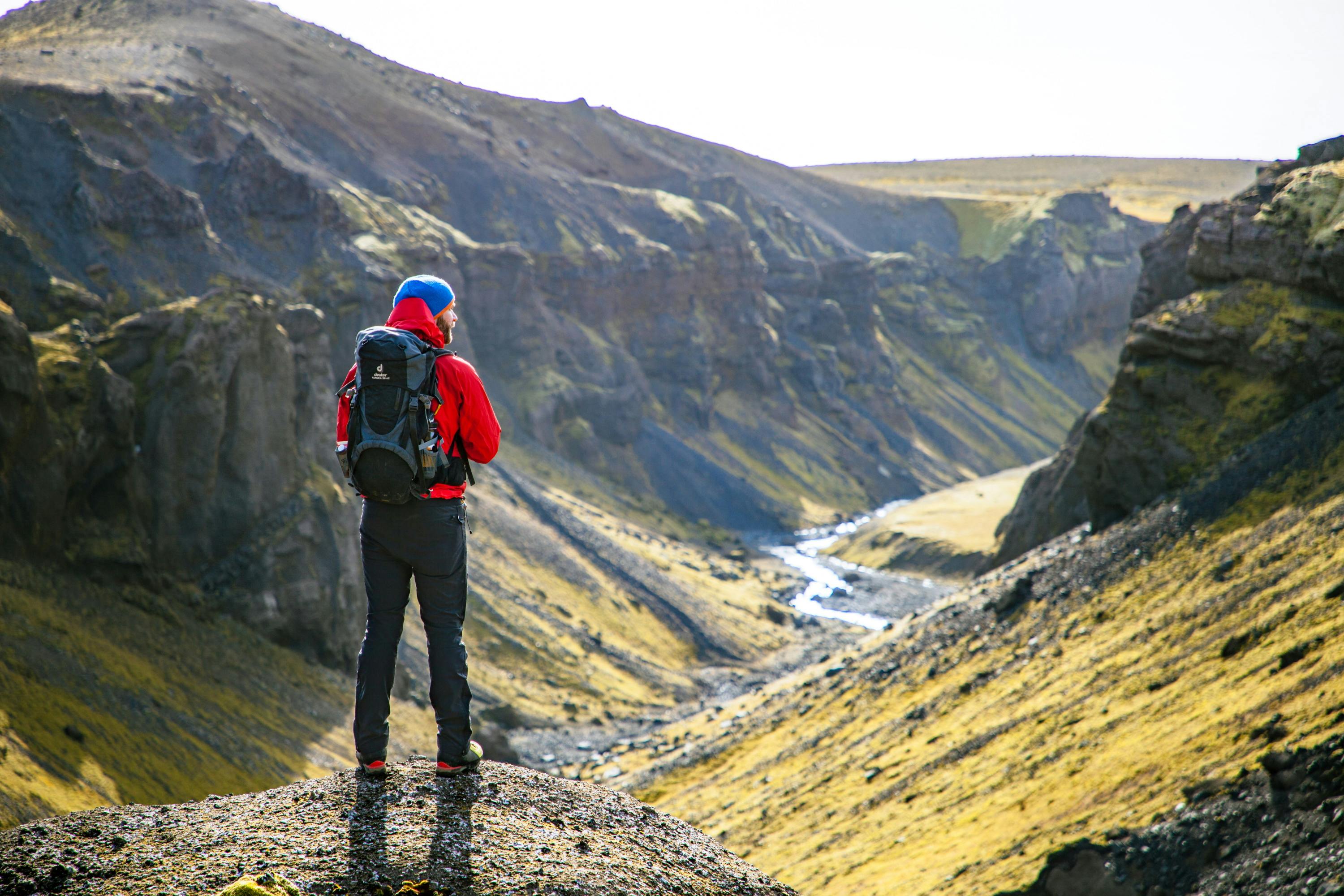 A man hiking in Iceland