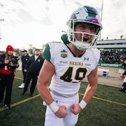 Le joueur Garret Hatchard, des Rams de l'Université de Regina, lors d'un match le 9 novembre 2024.