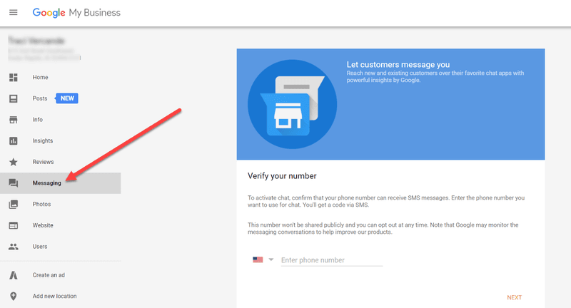 Giờ đây, khách hàng có thể gửi tin nhắn văn bản cho các công ty thông qua Google Doanh nghiệp của tôi. Đây là một cách tuyệt vời để kết nối trực tiếp với những người quan tâm đến những gì doanh nghiệp của bạn cung cấp. Để bắt đầu với Nhắn tin, hãy đăng nhập vào bảng điều khiển GMB của bạn và nhấp vào bảng Nhắn tin và chọn số doanh nghiệp bạn muốn xác minh.