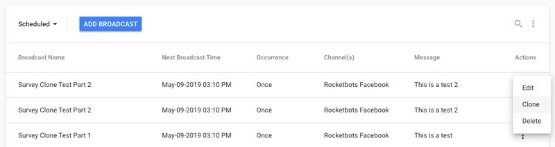 Mengkloning Siaran Terjadwal di Rocketbots