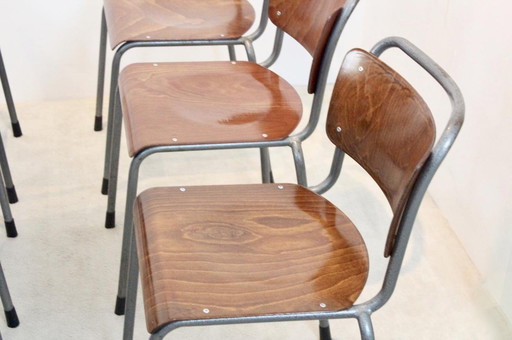 6 x Industrial Plywood TH-Delft by W.H. Gispen chairs