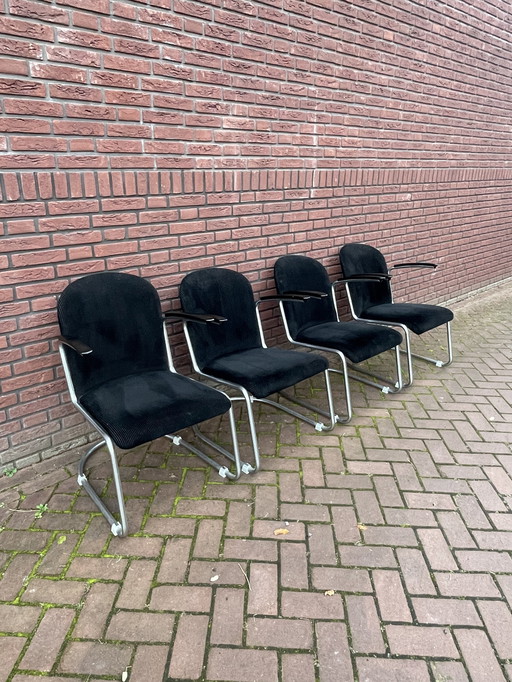 Four Original Gispen 413 Armchairs / Chairs. 1960'S Netherlands