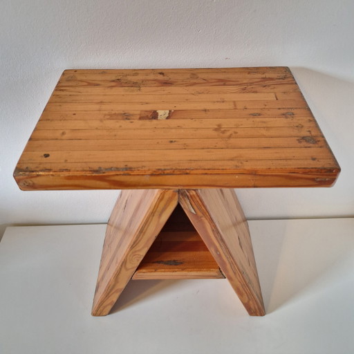 70'S 80'S Pine Wooden Plant Table Stool