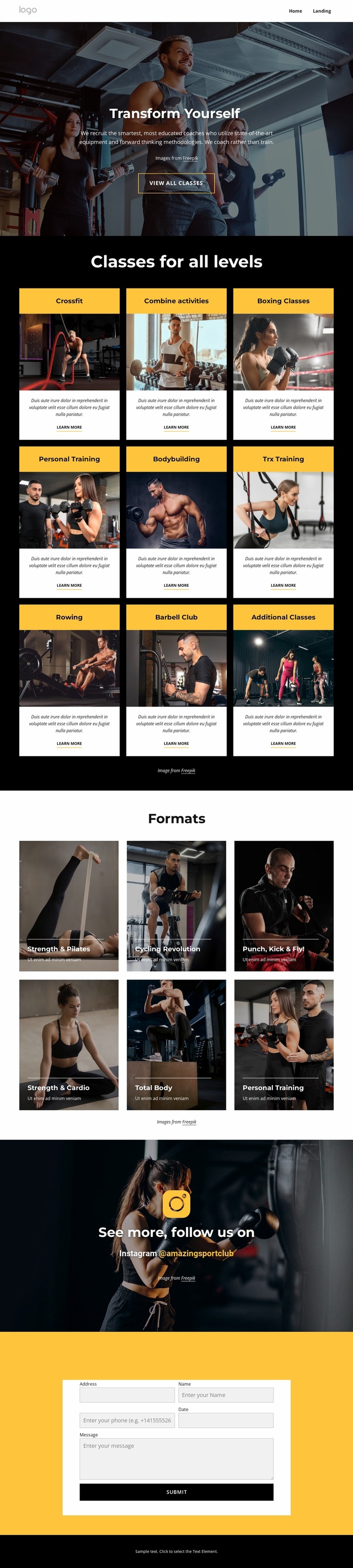 Fitness classes, indoor pools WordPress Website Builder