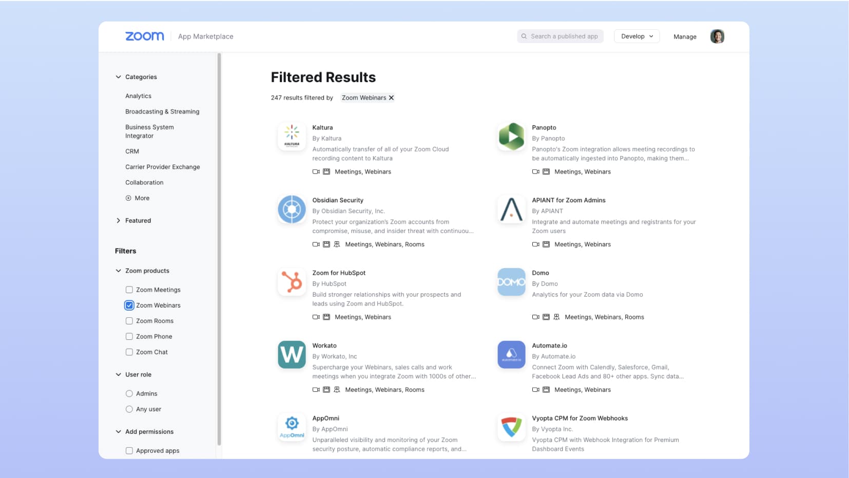 Integraties dashboard