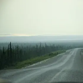 Smoky view of the Mackenzie River