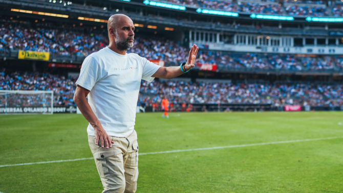  Josep Guardiola durant el partit del City contra el Milan 