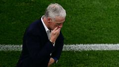 France's head coach Didier Deschamps reacts during the UEFA Euro 2024 semi-final football match between Spain and France at the Munich Football Arena in Munich on July 9, 2024. (Photo by Tobias SCHWARZ / AFP)