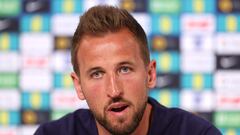 Harry Kane, jugador de la Selección inglesa, durante una rueda de prensa.