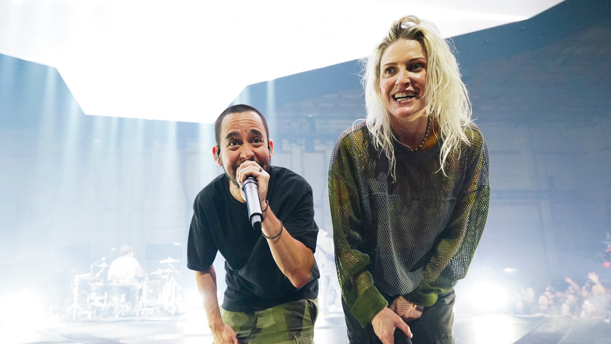 Mike Shinoda und Emily Armstrong von der Band Linkin Park beim ersten Auftritt mit neuer Besetzung am 5. September 2024 in Los Angeles.