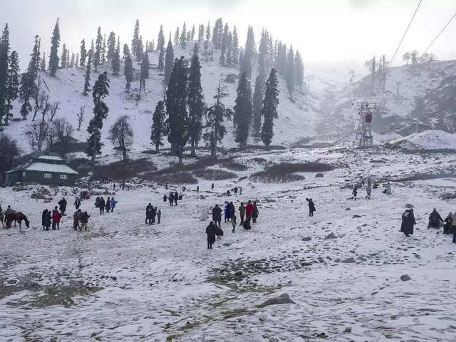 Season's first snowfall in Kashmir