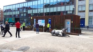 The temporary public toilet on Dublin's Wolfe Tone Square set up during the Covid pandemic in 2020. Photo: Dublin City Council North City Centre @DCCnorthcity