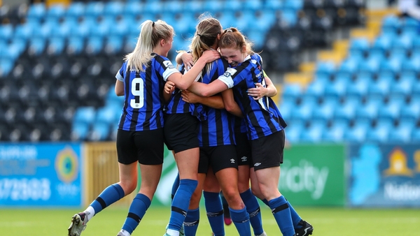 Athlone Town players celebrate with Maddison Gibson