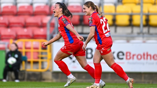 Shelbourne's Christie Gray celebrates her goal with team-mate Margaret Pierce