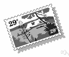 postage stamp - a small adhesive token stuck on a letter or package to indicate that that postal fees have been paid