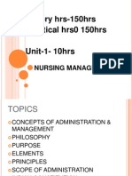 Theory hrs-150hrs Practical hrs0 150hrs Unit-1-10hrs: Nursing Management