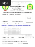 Engineering Academy: Student Registration Form For Class Room Coaching