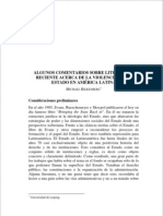 Algunos Comentarios Sobre Literatura Reciente Acerca de La Violencia y Del Estado en América Latina