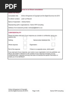 Cover Sheet For Response To An Ofcom Consultation Basic Details