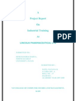 A Project Report On Industrial Training At: Lincoln Pharmaceutical LTD