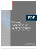 Training Document For Summer Project: Sales Management & Strategy