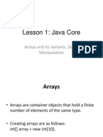 Lesson 1: Java Core: Arrays and Its Variants, String Manipulation