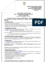 Condition D'Acces: Universite Sultan Moulay Slimane Et Techniques Faculte Des Sciences Beni Mellal